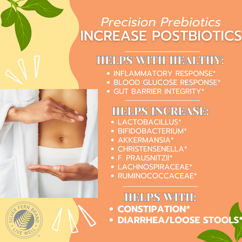 Precision prebiotics increase post bioitcs - gut health, fiber, FODMAP