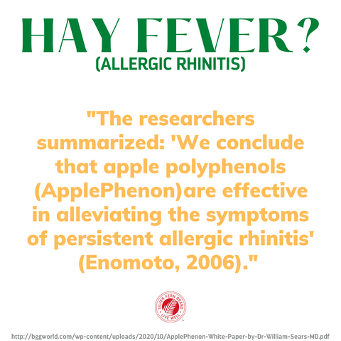 Allergies (like hay fever) are directly linked to the immune system - prebiotics, ApplePhenon®