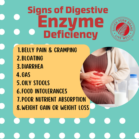 Signs of Enzyme Deficiency - gut health, bloating, gas, probiotics