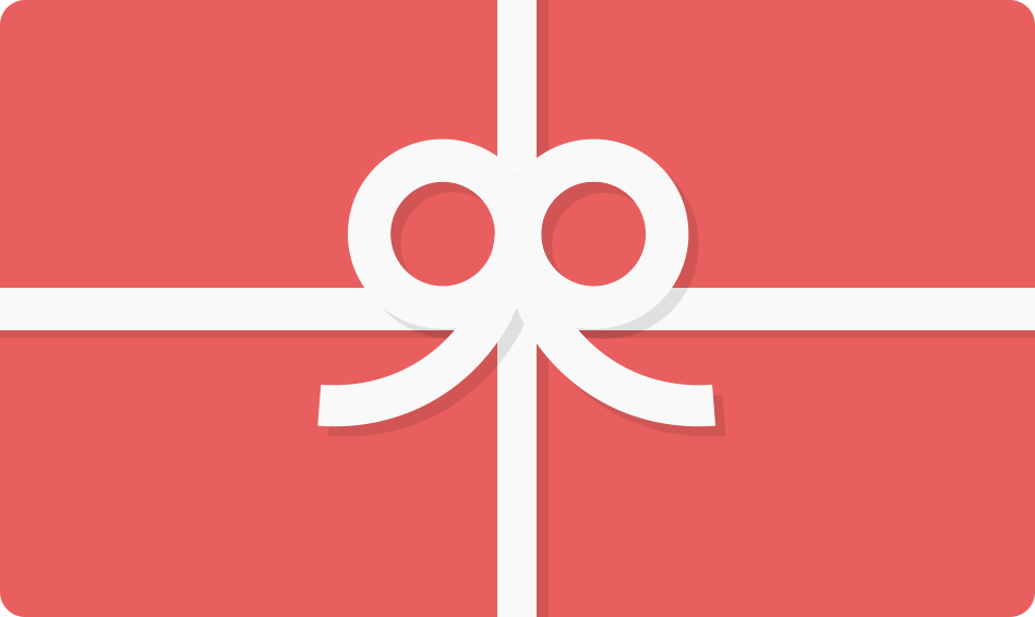 Red gift card with a white bow design