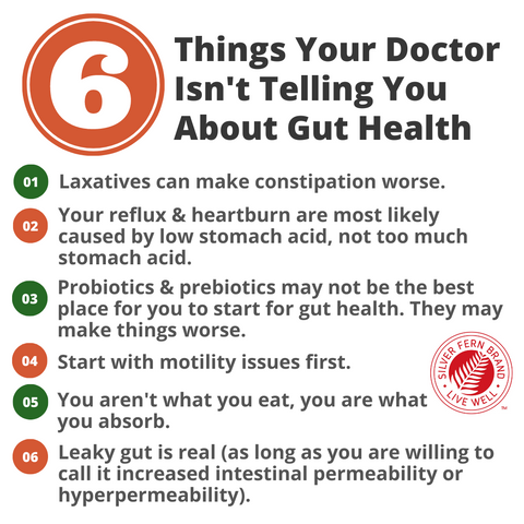 Six things your doctor isn't telling you about gut health - gut health, probiotics, heartburn, reflux, constipation