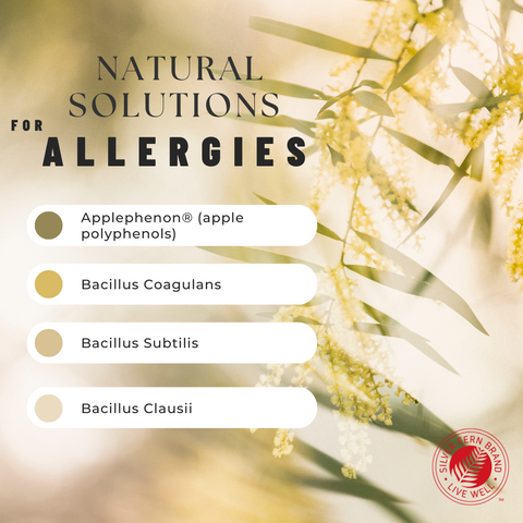 Gut health can impact allergies/hay fever. Probiotics & prebiotics can help