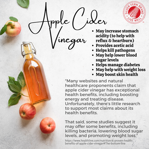 Apple Cider Vinegar - gut health, reflux, heartburn, bloating, gas