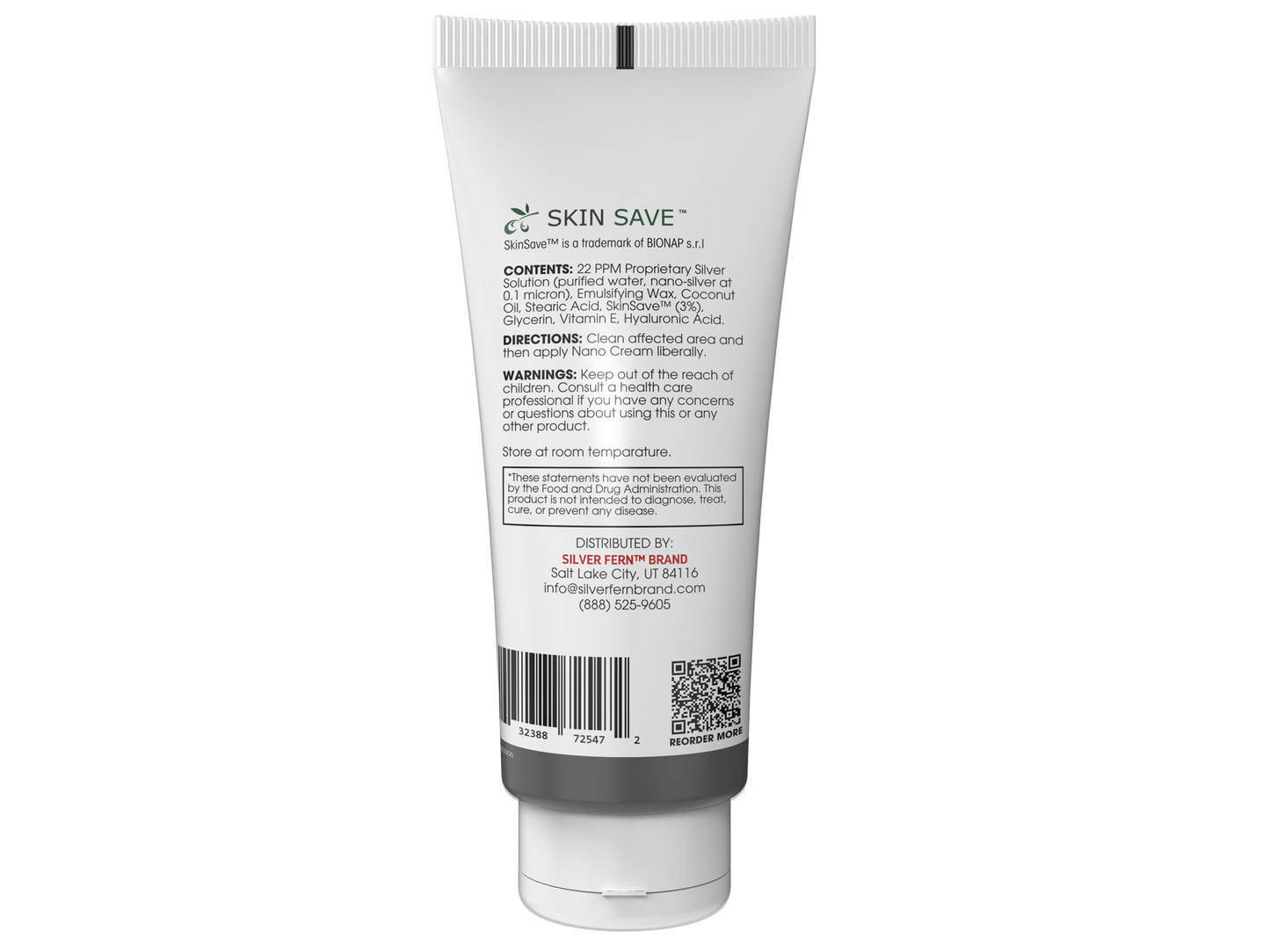 Tube of Skin Save cream on a white background