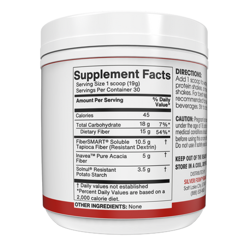 A white plastic tub of protein powder with a large Supplement Facts label on the front, photographed against a black background.