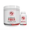Supplement containers labeled 'Ultimate Fiber' and 'Motility' by Silver Fern Brand on a white background.