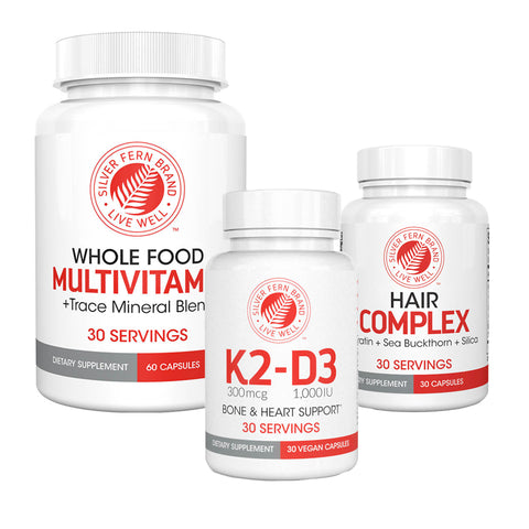 Ultimate Wellness - K2-D3, Whole Food Multivitamin, + Hair Complex