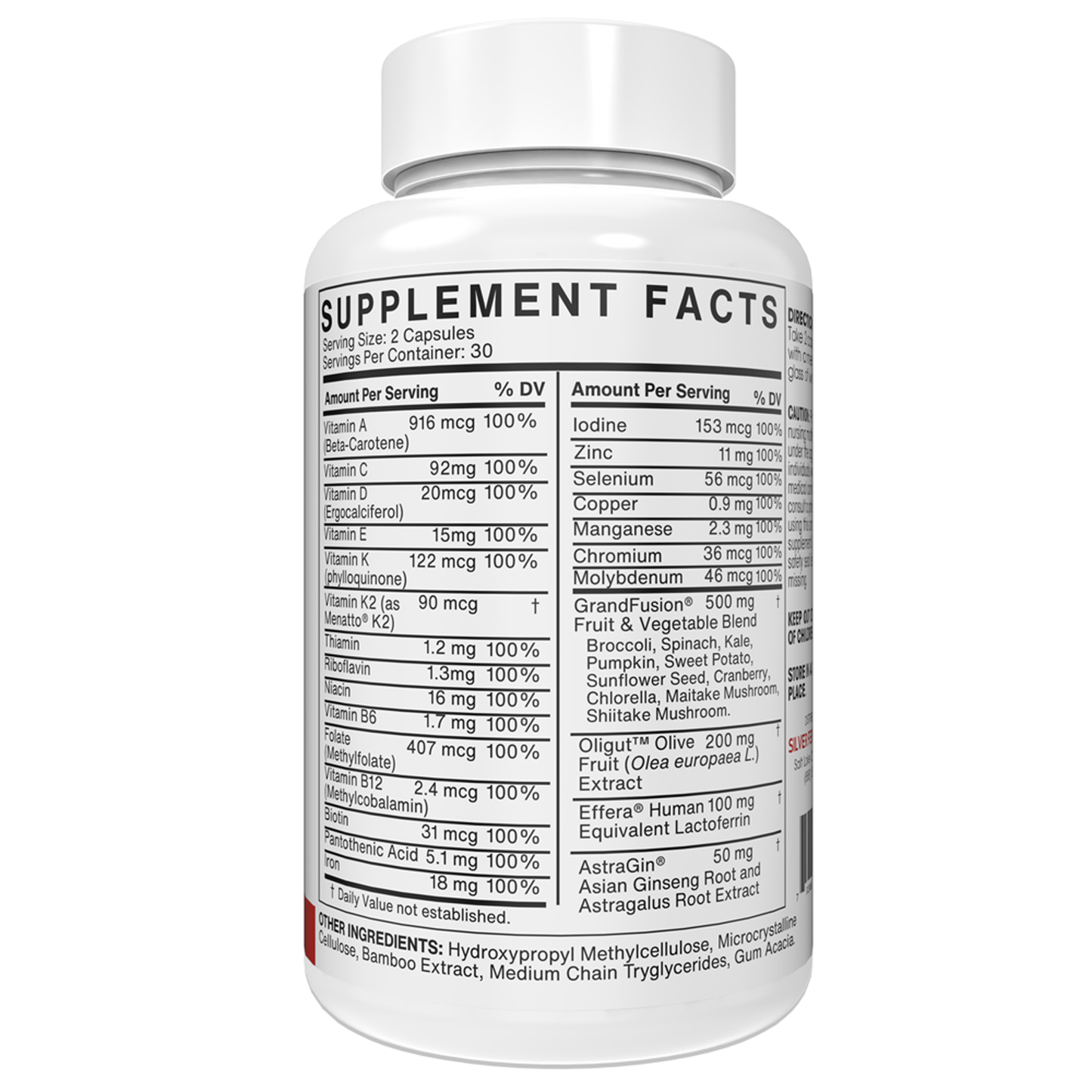 Supplement bottle with label showing 'Supplement Facts' on a white background
