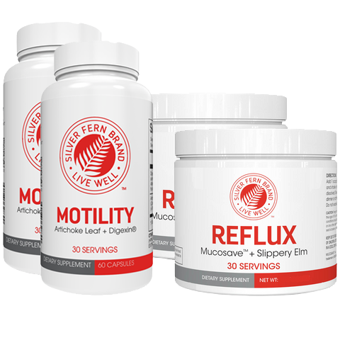 Four Silver Fern Brand dietary supplement containers on a white background