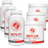 Supplement bottles labeled 'Motility' and 'Reflux' from Silver Fern Brand on a white background.